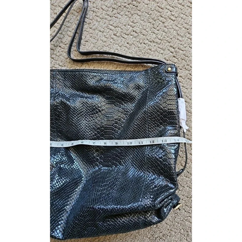 orYANY Black Croc Embossed Patent Leather Shoulder Bag Handbag
